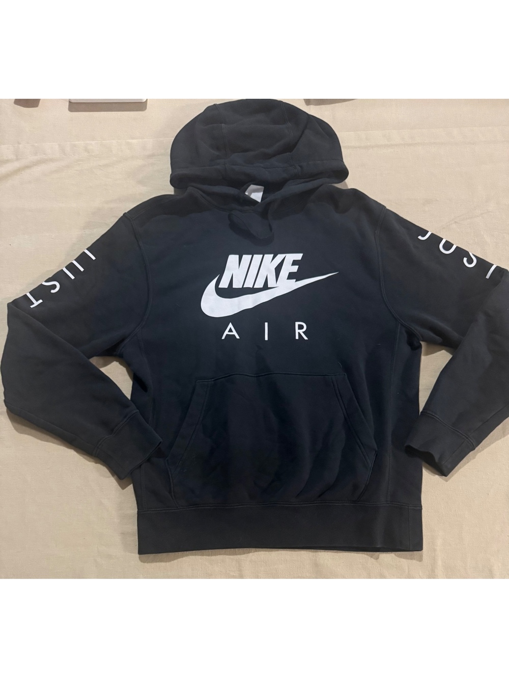 Nike Air Black Hoodie with Just Do It Sleeve Print